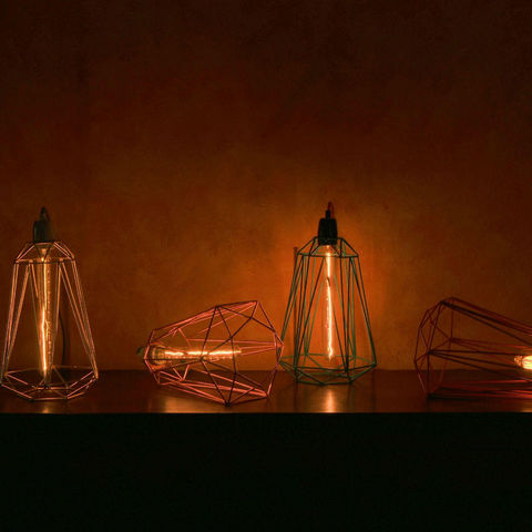 Filament Style - Lampada a sospensione-Filament Style-DIAMOND 5 - Suspension Orange câble Gris Ø21cm | L